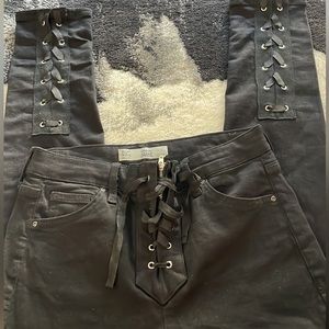 Topshop Jamie Corset Black Jeans Size 30w